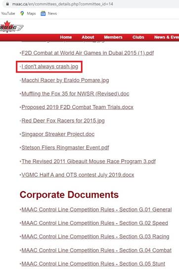 MAAC Control Line Committee Document List