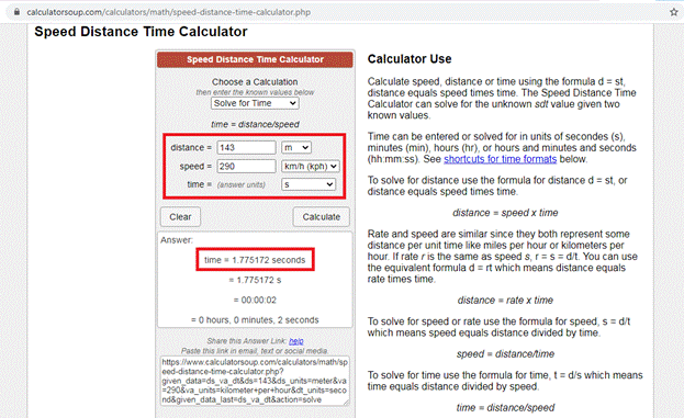 Speed Distance Calculation